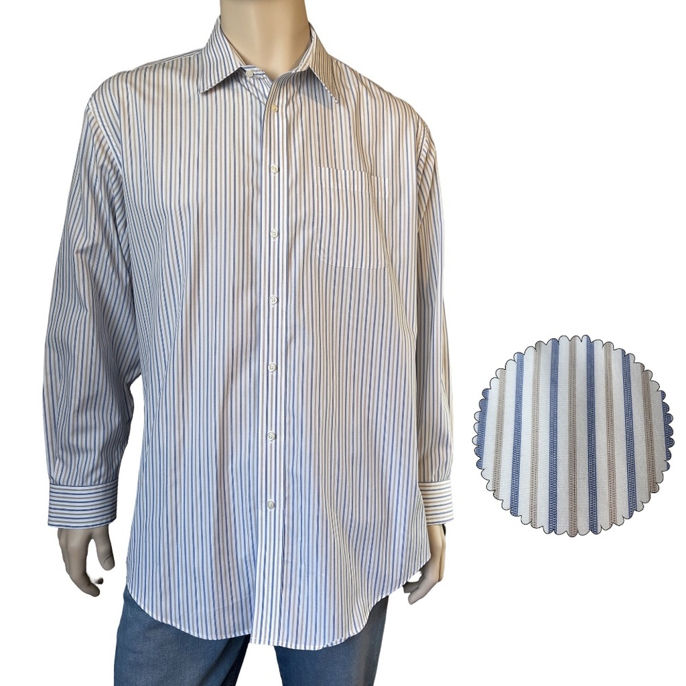 Josh A Bank Executive Collection Dress Shirt 100% Cotton Two Tone Stripe NWOT XL